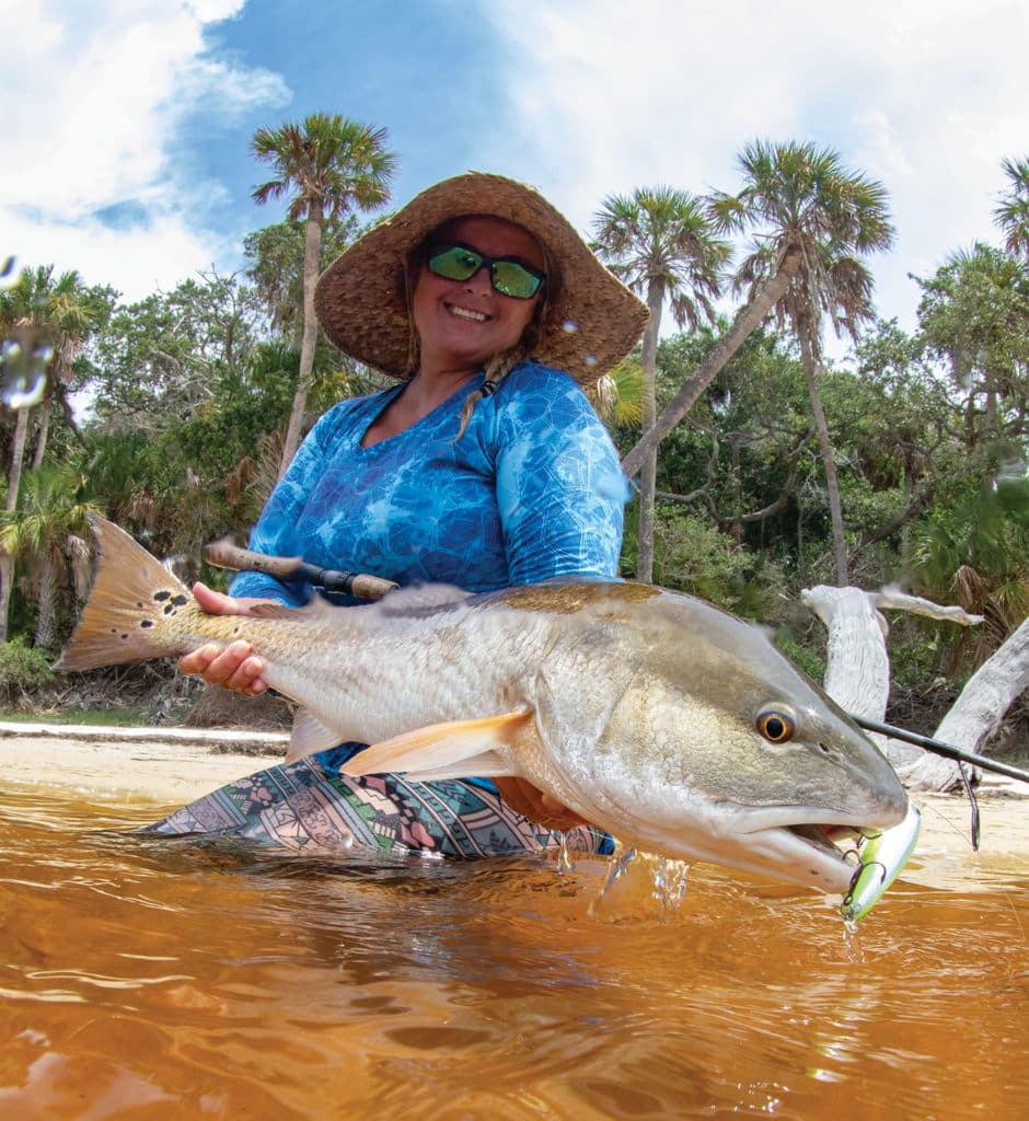 Redfish caught using a surface lure