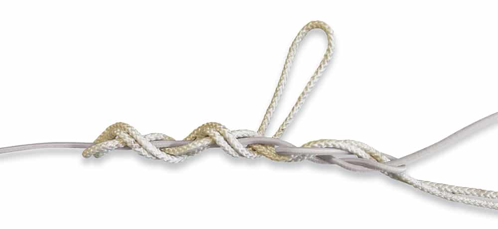 two cords twisted together to tie a knot