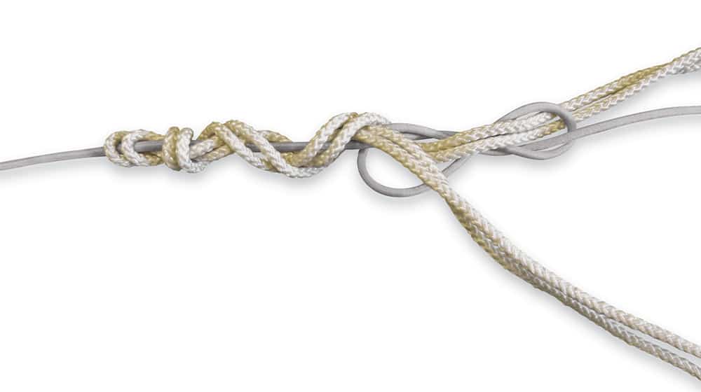 two cords tied together in a slim beauty knot