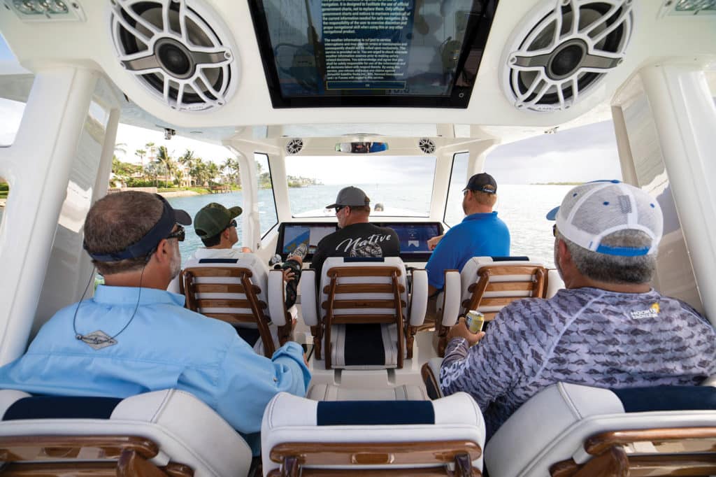 Dual-row seating at the helm
