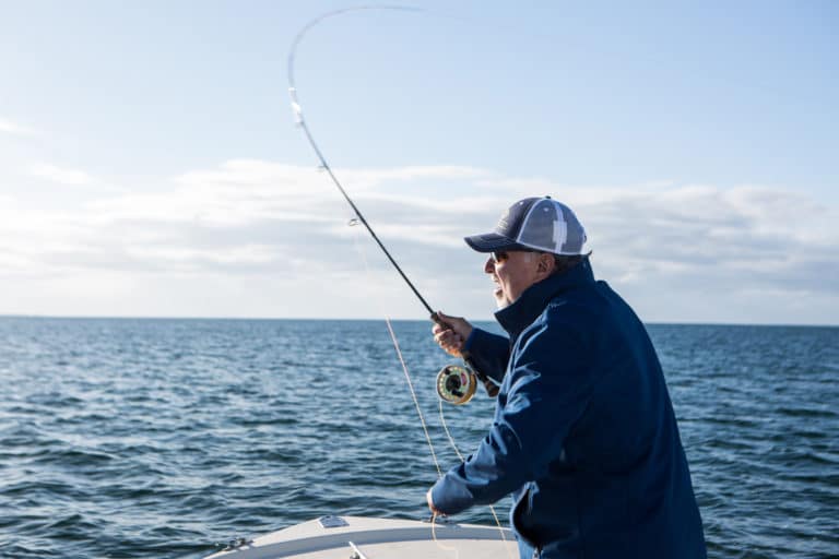 Casting a fly in the ocean