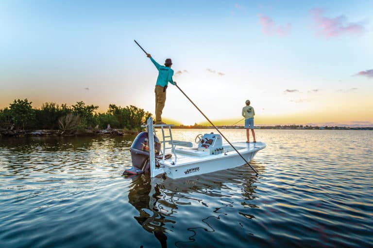 Poling the flats looking for fish