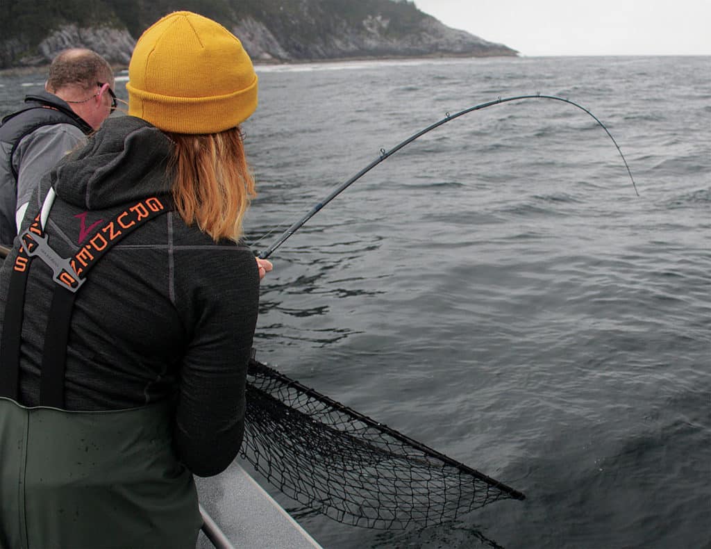 Rod bent over with a fish