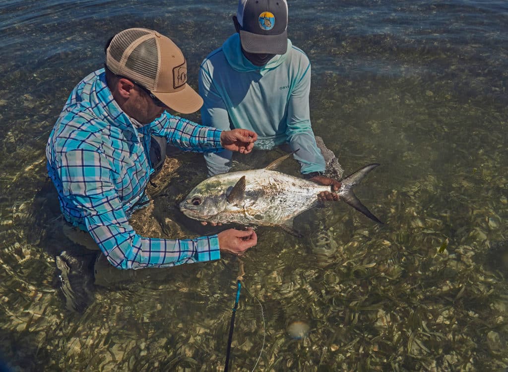 Permit caught on fly