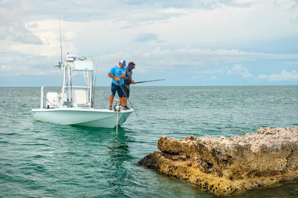 Fishing around partially submerged structure