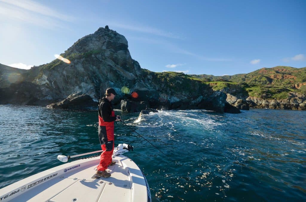 Fishing a rocky shoreline off San Clemente