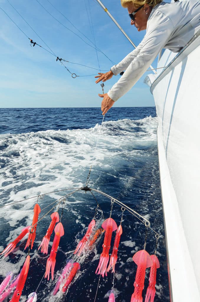 Plastic squid on a dredge