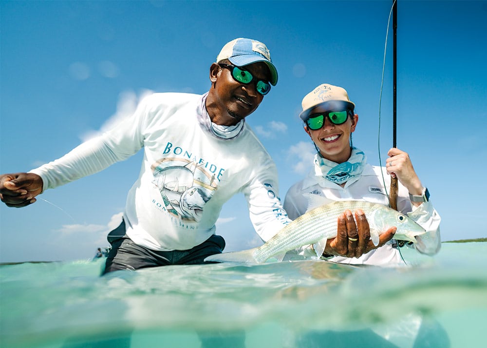 Docky Smith holding up a nice bonefish