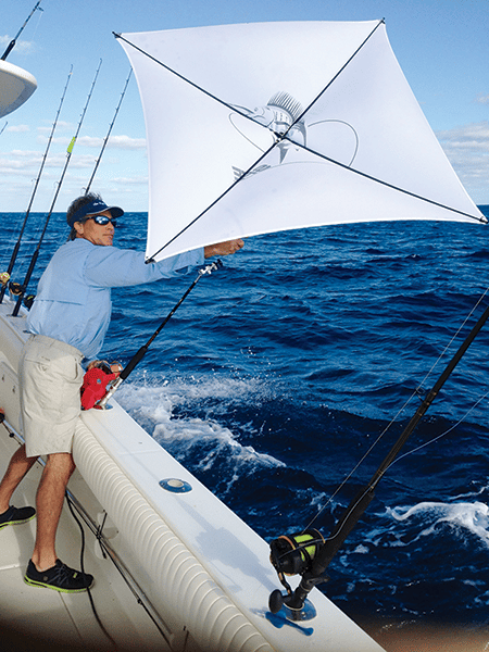 kite-fishing from boat