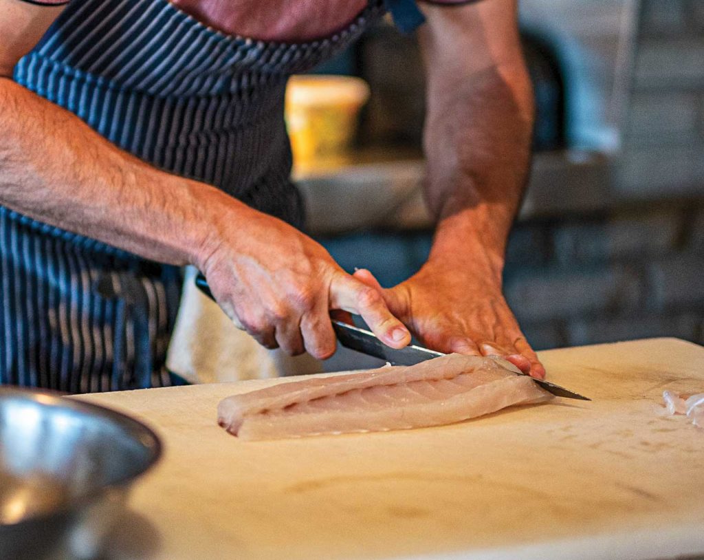 Slicing tripletail fillets