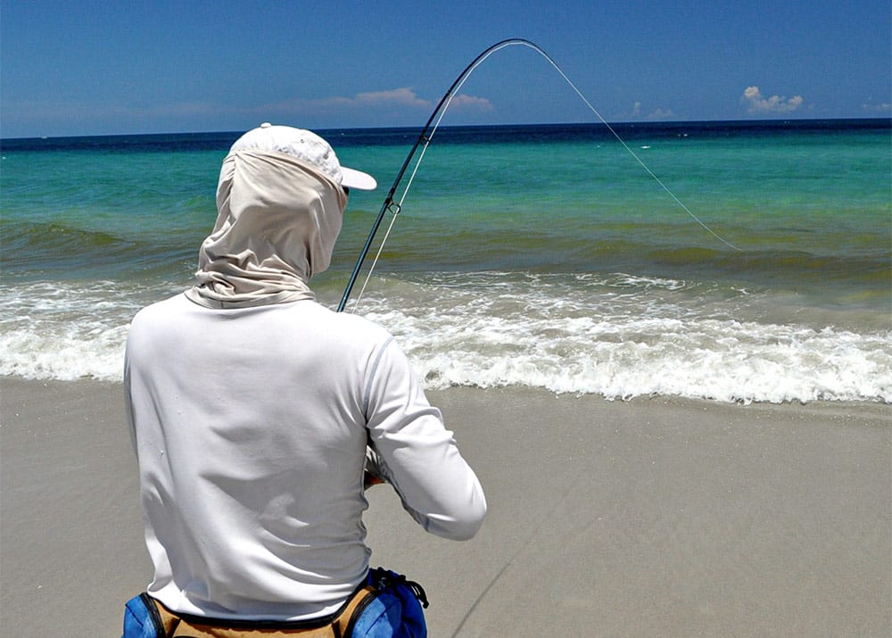 Fly fishing on the beach