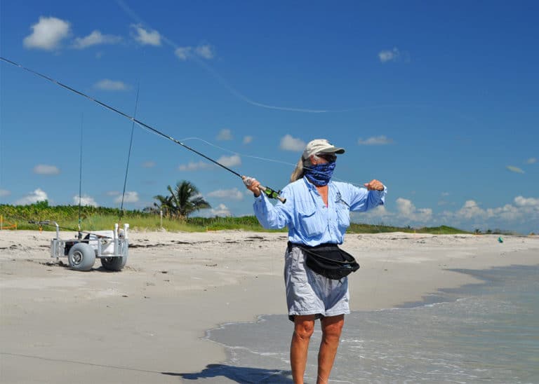 Casting on a calm day at the beach