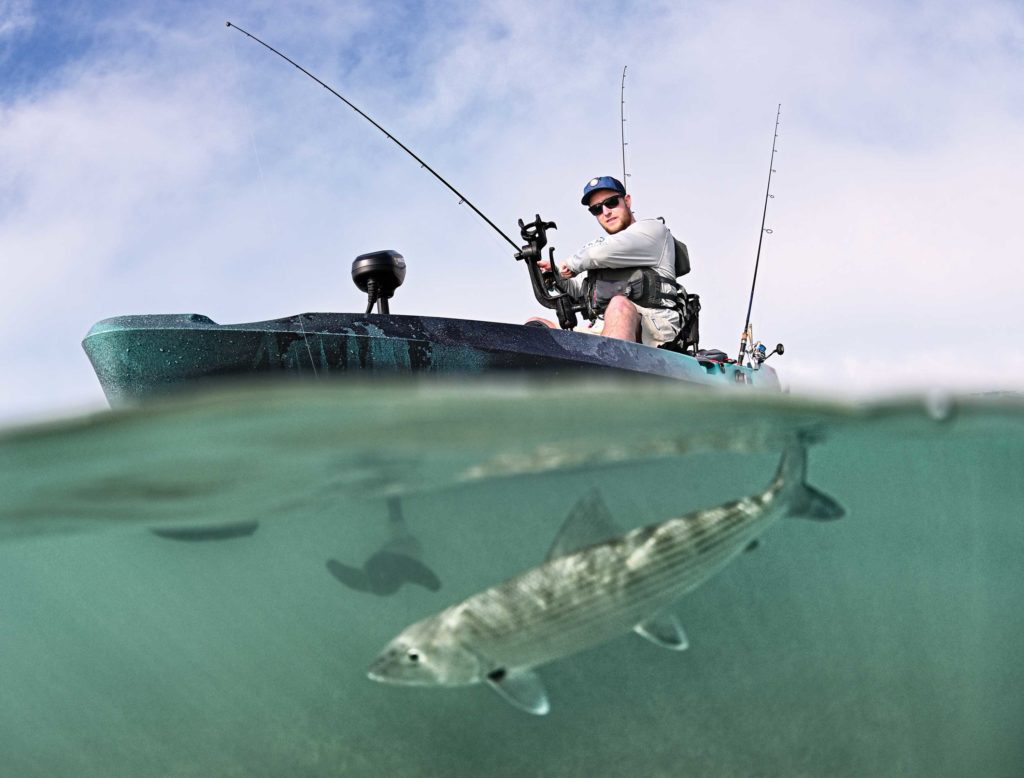 Bonefish caught using a kayak