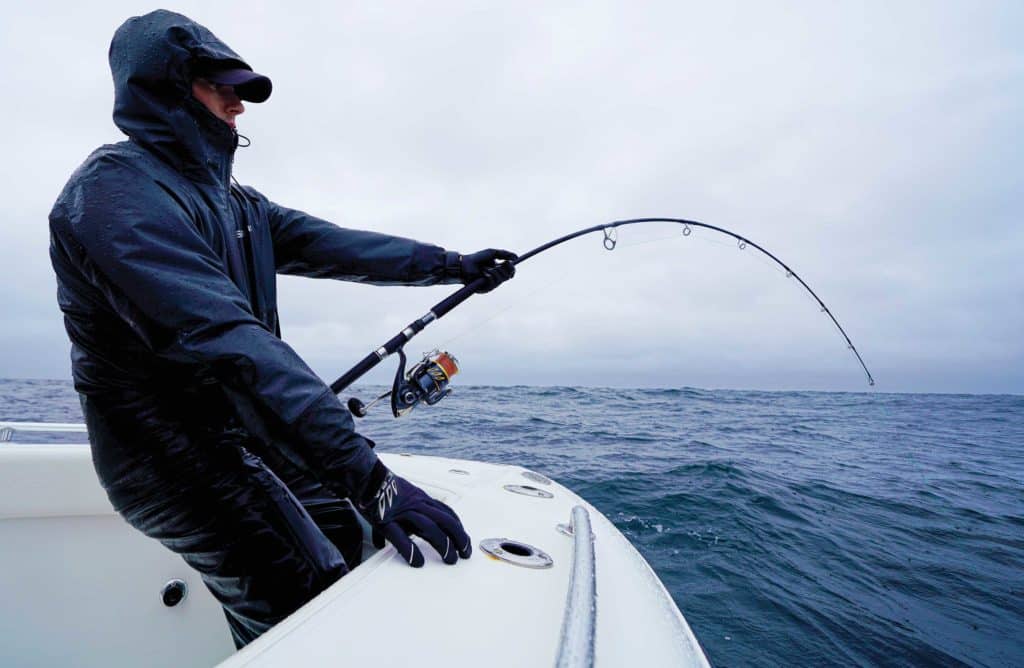 Stout fishing rod being used in deep water