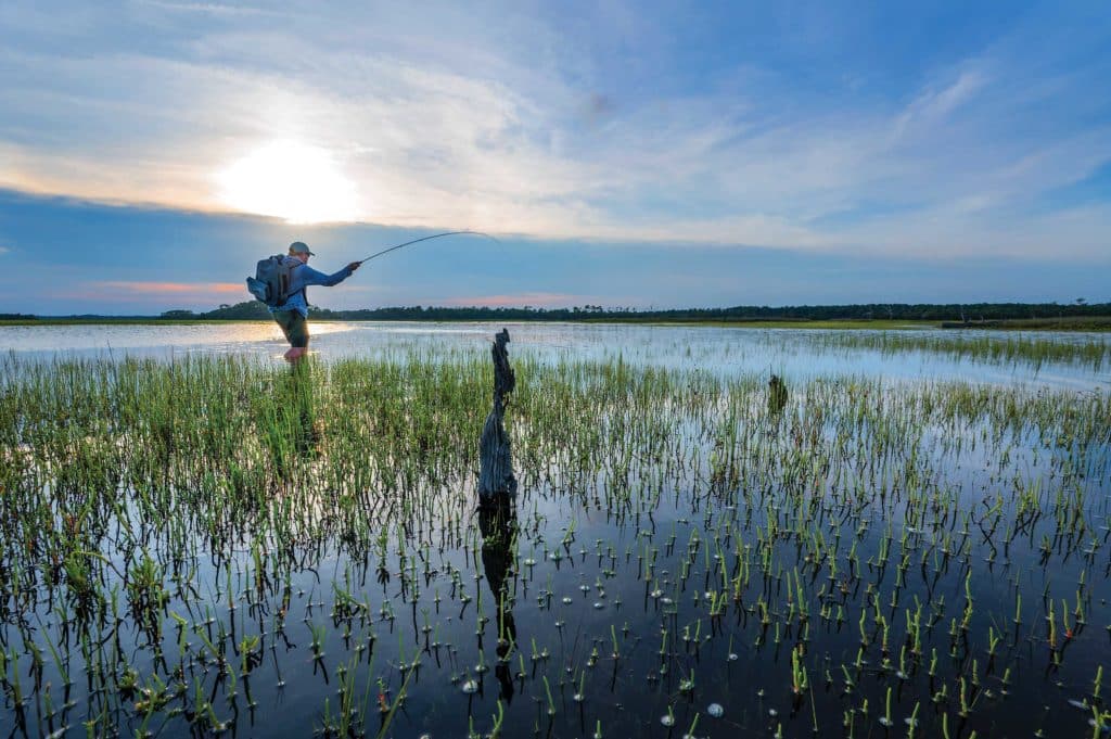 Fly fishing flats for redfish