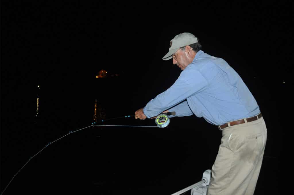 Fishing for tarpon at night