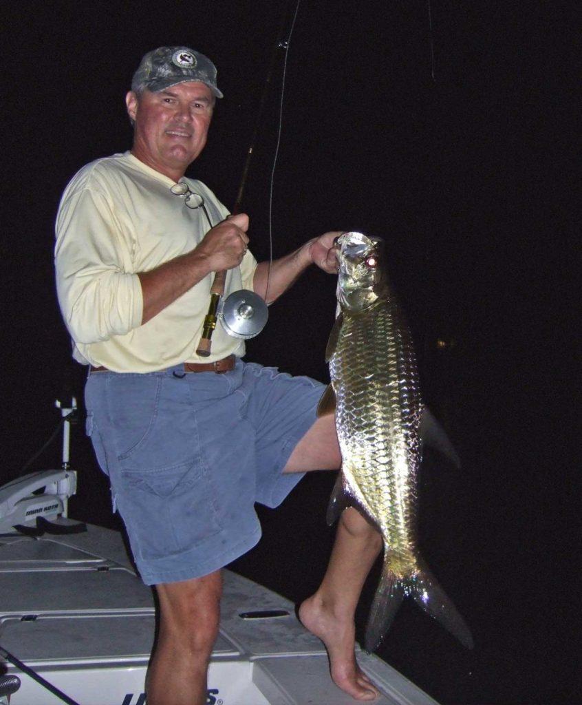 Catching tarpon at night around bridges