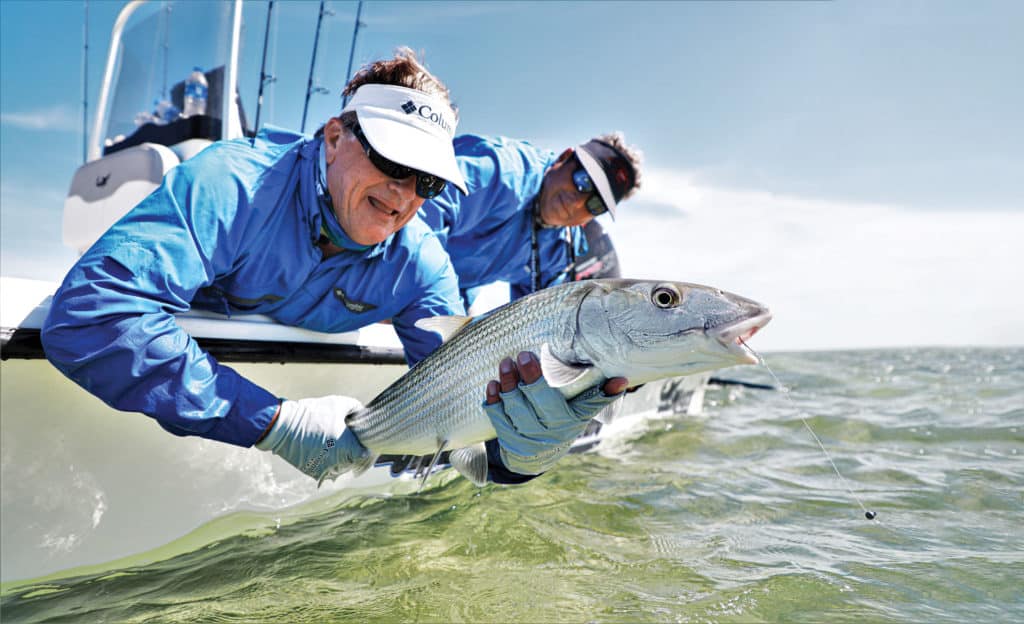 Large bonefish caught on the flats