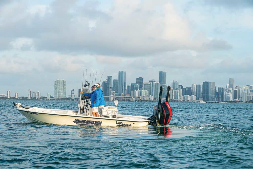 Bay boat fishing flats in Biscayne Bay