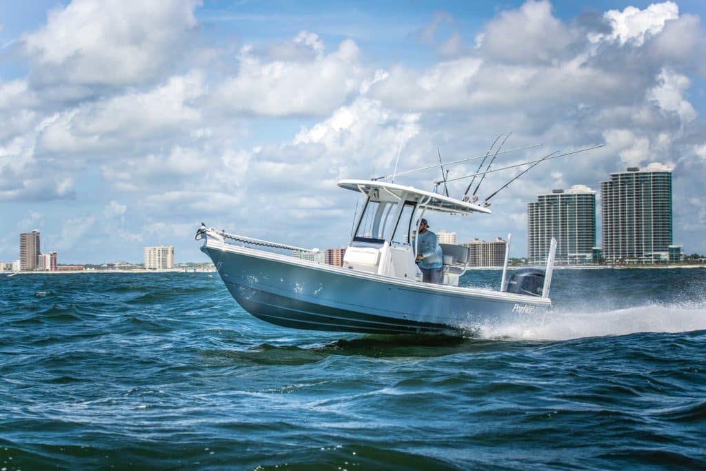 Parker 26 SH running off the coast