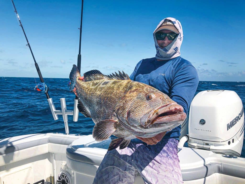 Black grouper caught on stout fishing tackle