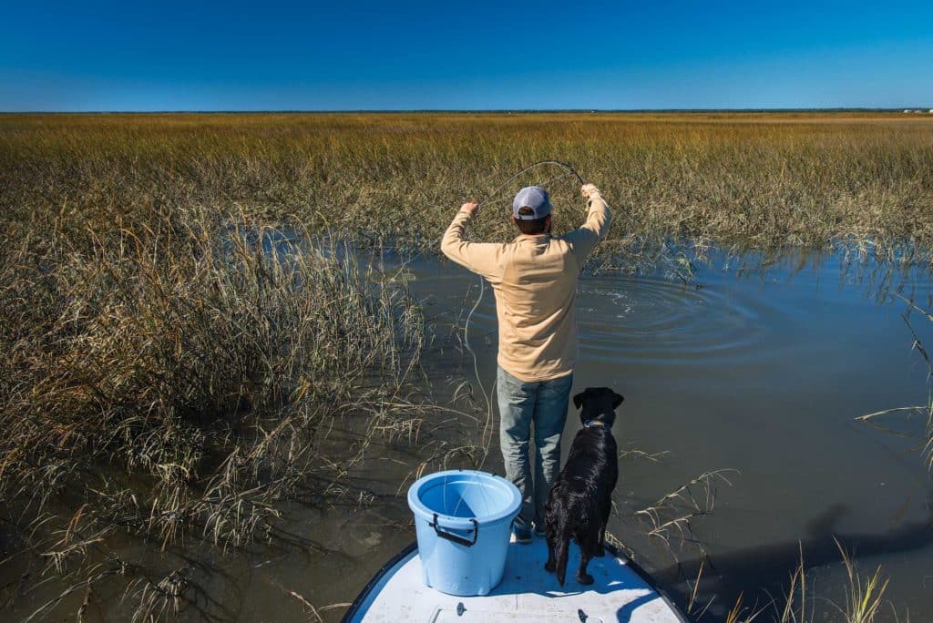 Fishing for reds in skinny water