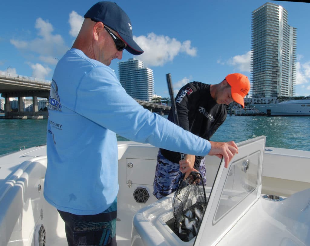 Livewell in the bow of a boat