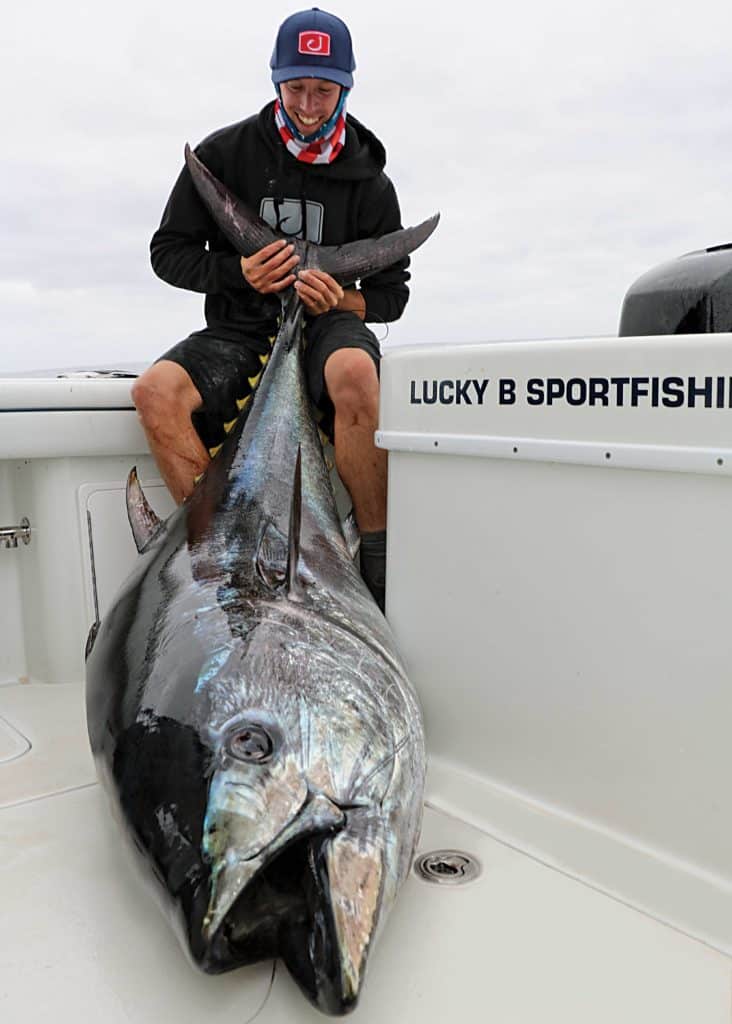 Big bluefin tuna caught on heavy tackle
