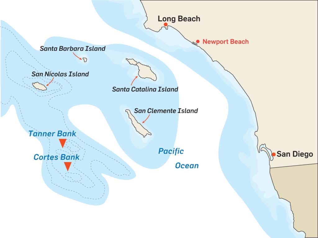 Map of California tuna fishing