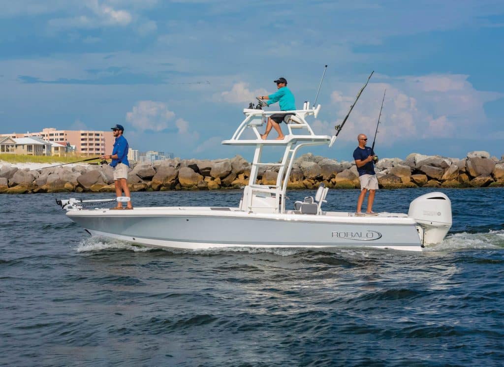 Robalo 246 fishing in the inlet