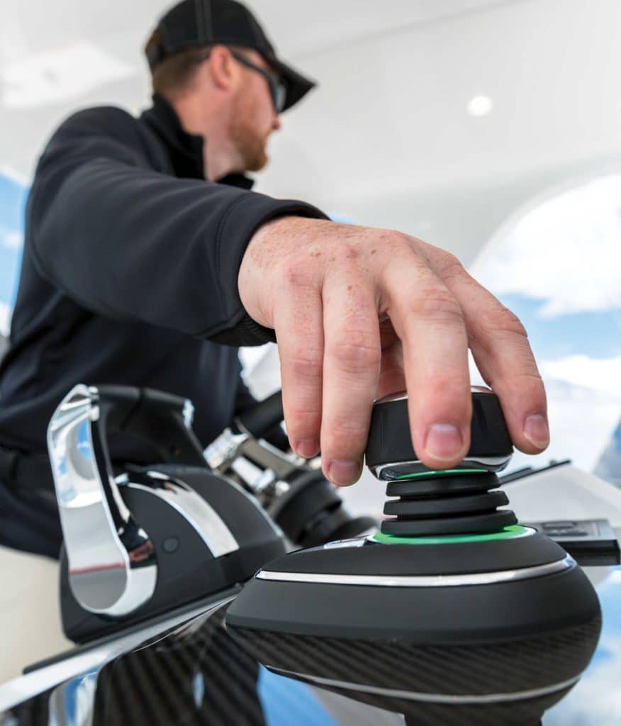 Mercury joystick being used for docking