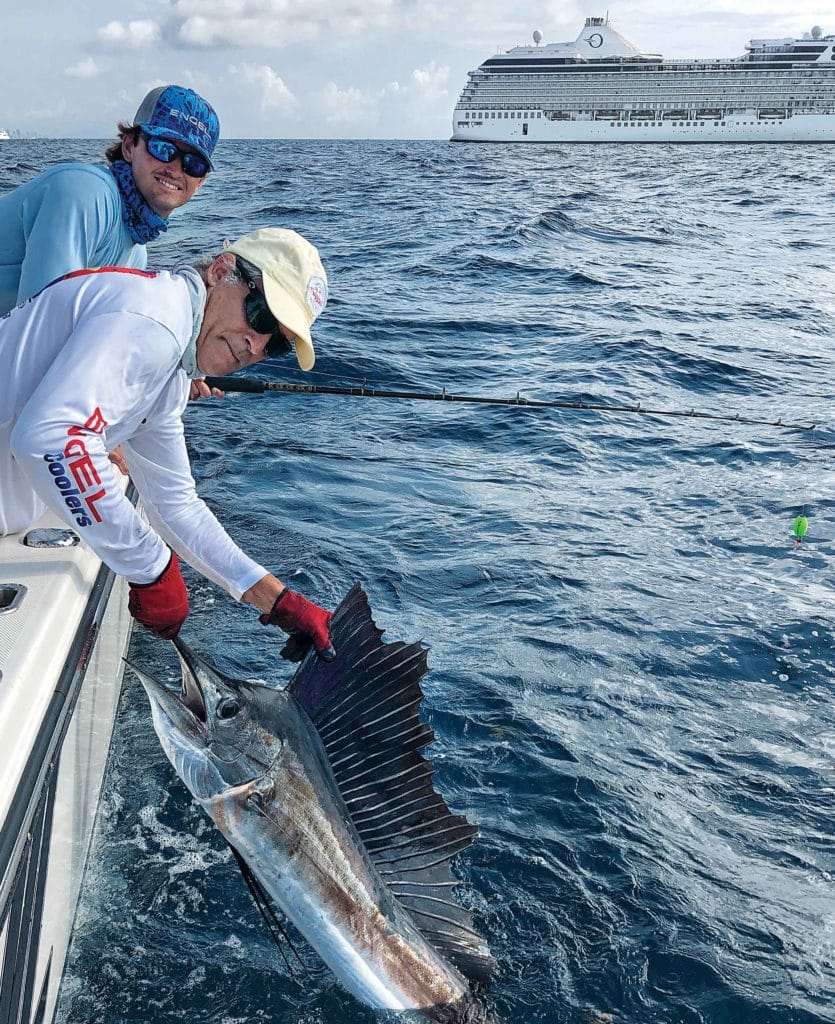 Sailfish held boatside