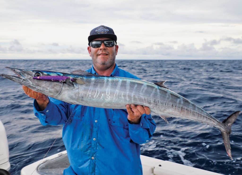 Large wahoo brought on the boat