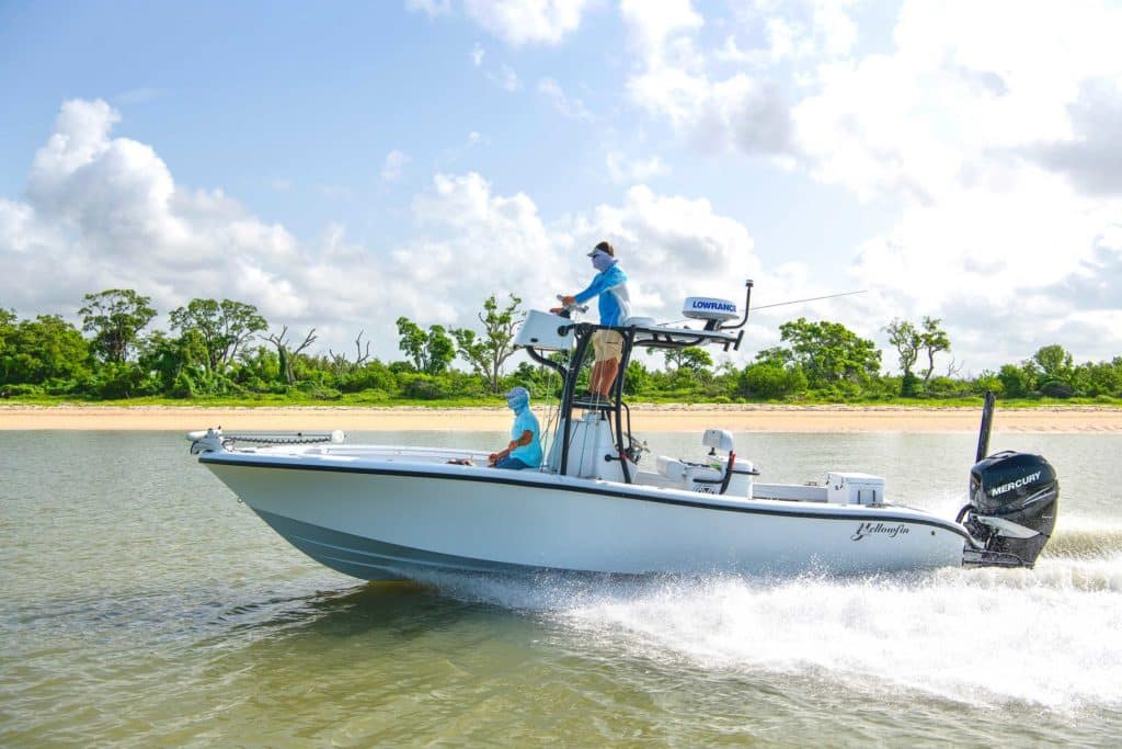 Yellowfin 26 Hybrid just off the beach