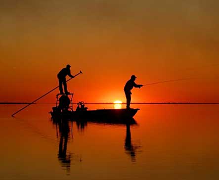 Scenic sunset fishing