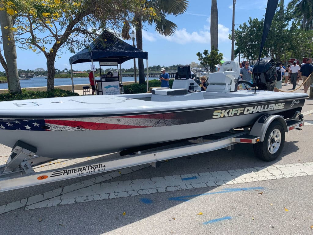 Yellowfin 17 Flats CE on a trailer in Palm Beach