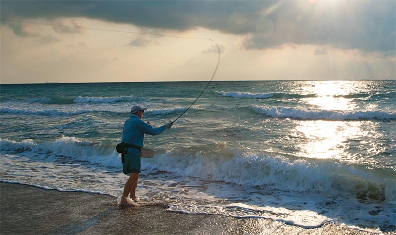 casting from beach