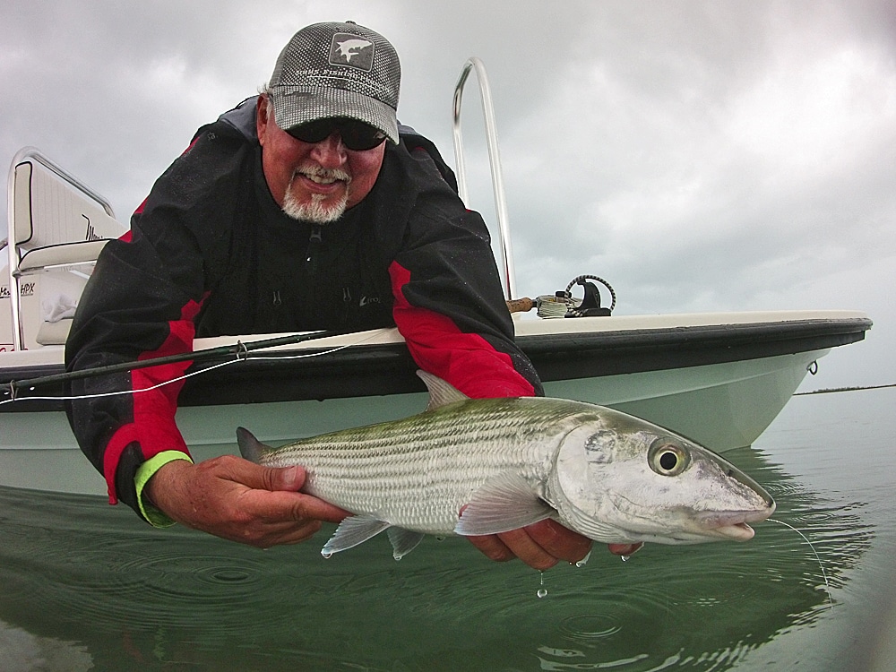 Alex Suescun with a big bonefish caught on fly