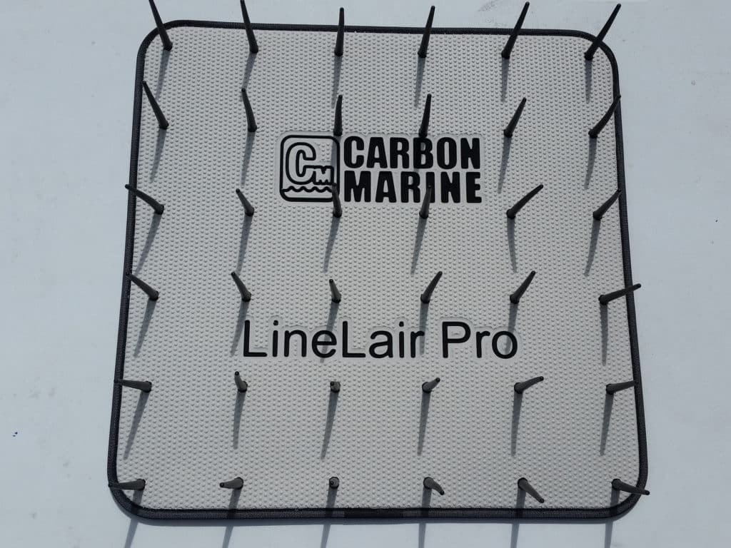 Rubber mats with spikes to keep fly line loops from tangling are also available.