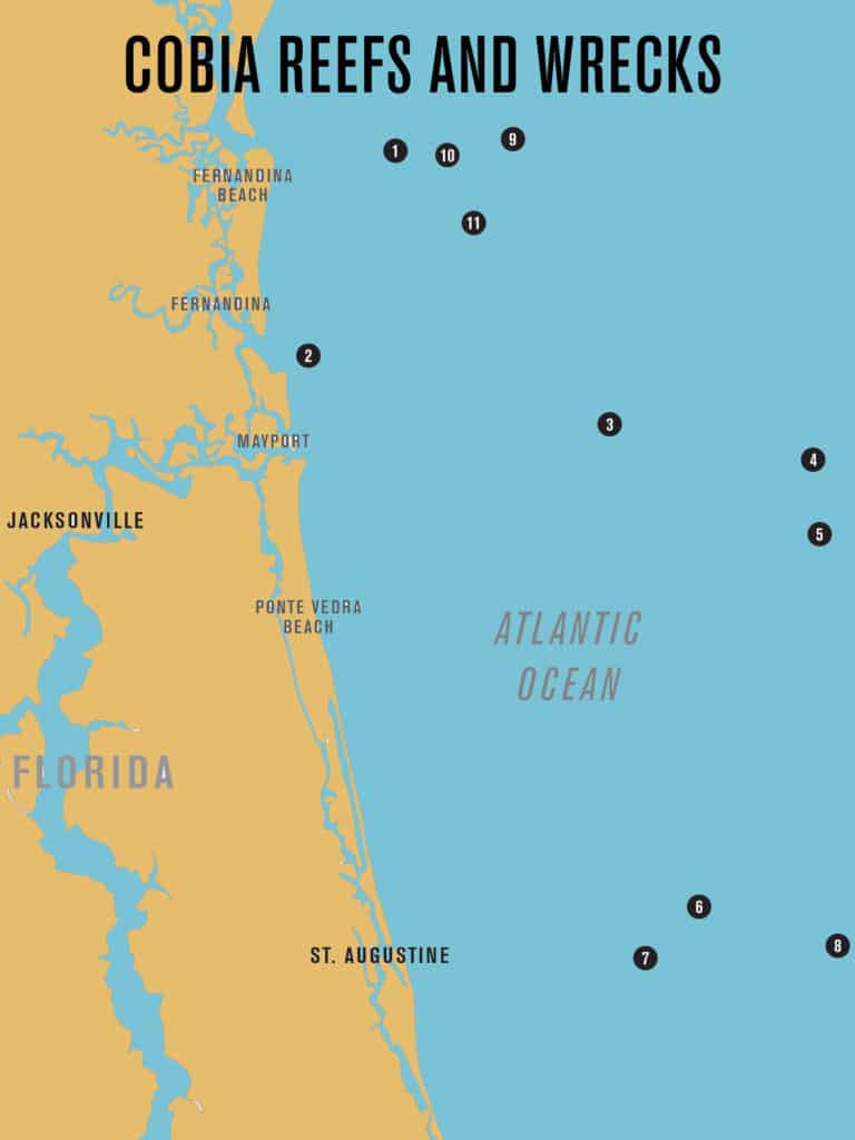 Cobia Reefs and Wrecks Map