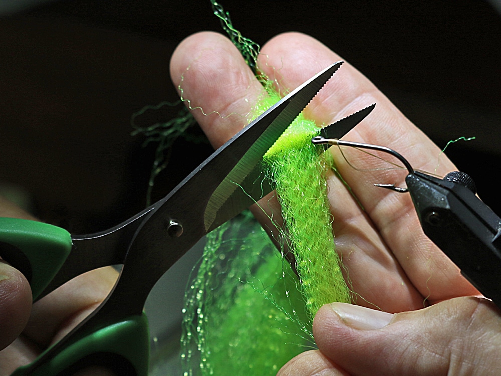 Cutting synthetic fly-tying materials