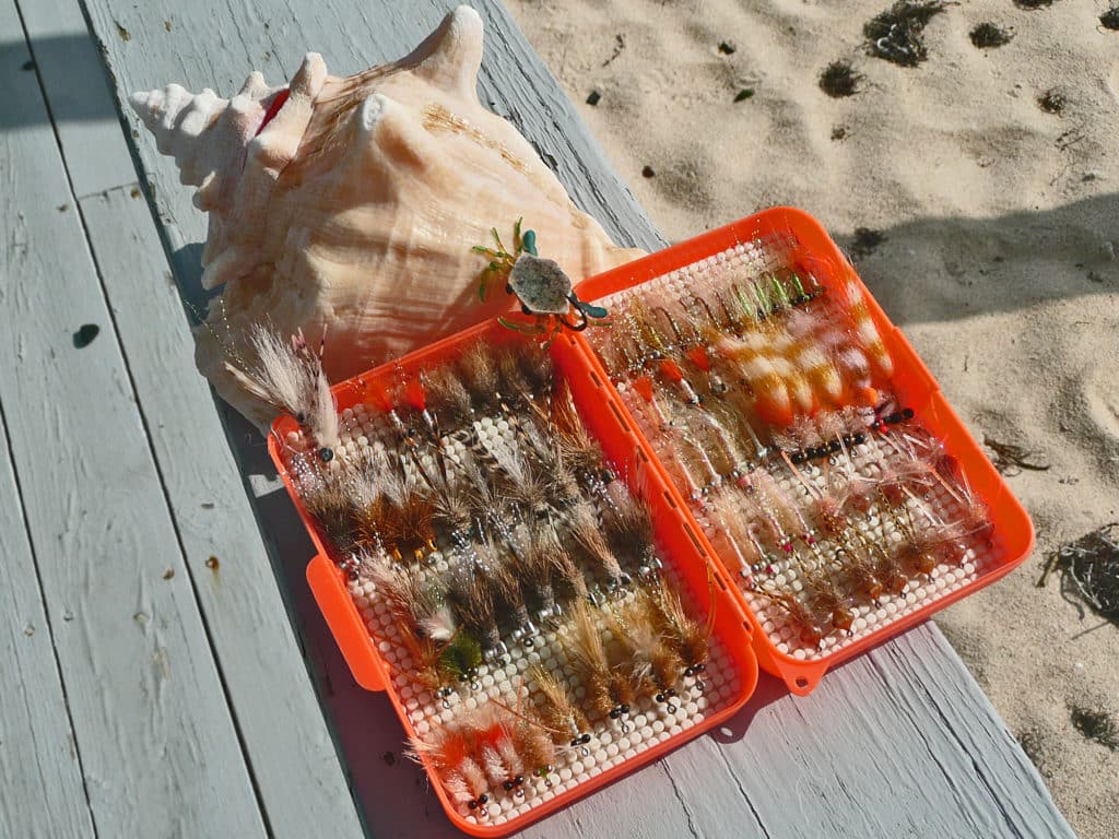 A selection of weighted and unweighted bonefish flies ready to be called into service.