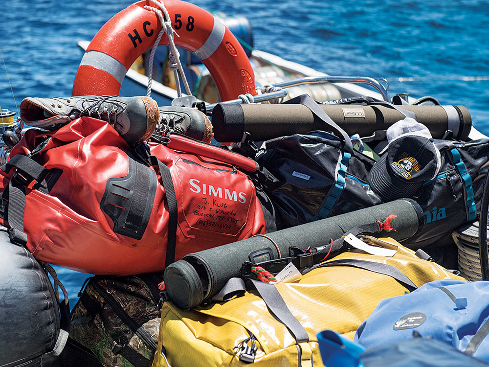 travel bags on the boat