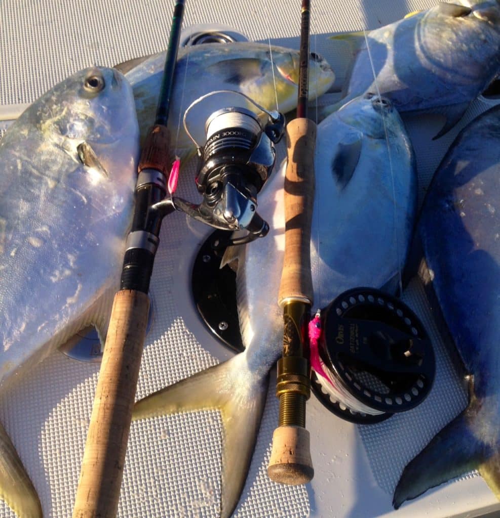 Casting jigs in the surf is a god way to locate pompano when visibility is poor.