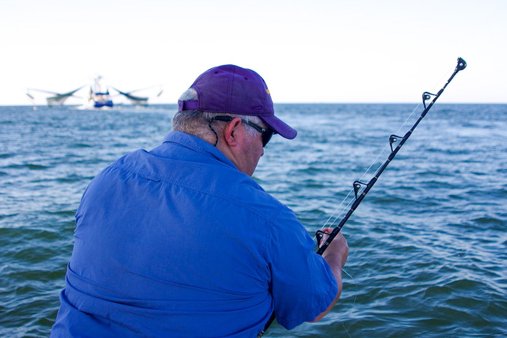 fishing near oil rig offshore