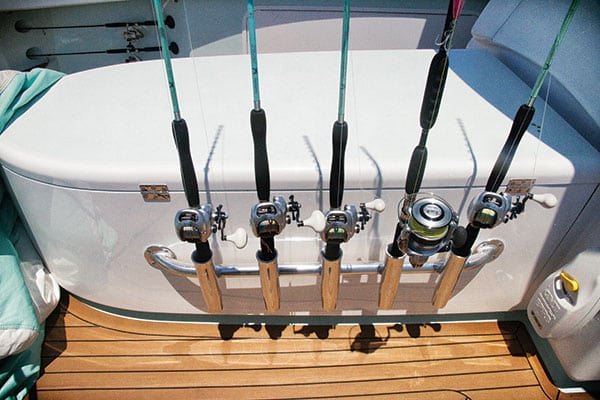 rod holders on fishing boat