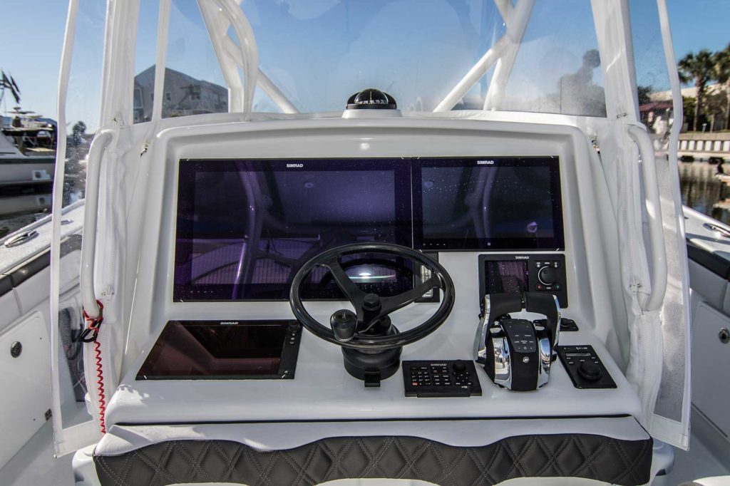 marine electronics displays on sport-fishing boat