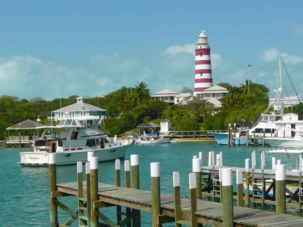 The Elbow Cay Lighthouse is a great feature of Hopetown's scenic harbor.