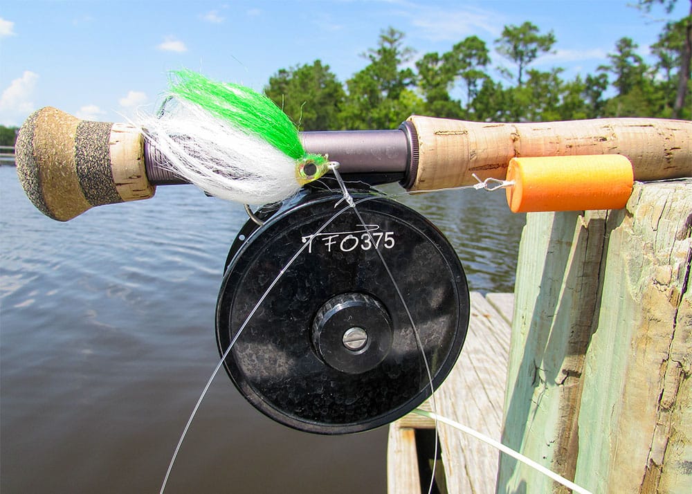 Fly suspended under a popper head