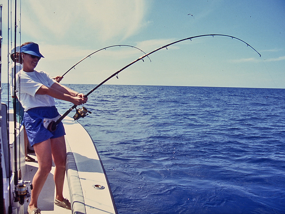 Two anglers hooked up offshore